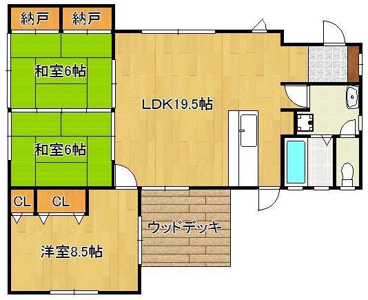 ＪＲ鹿児島本線 折尾駅 バス乗車時間：20分 最寄りバス停で下車 徒歩9分 1階建 築37年の間取り写真