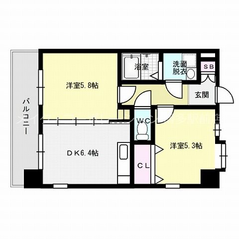 地下鉄空港線 東比恵駅 徒歩10分 8階建 築26年の間取り写真