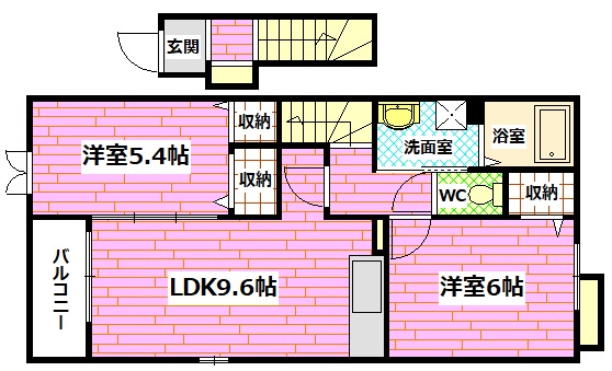 広島市安芸区矢野南のアパートの間取り