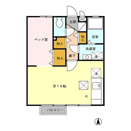 立川市一番町のアパートの間取り