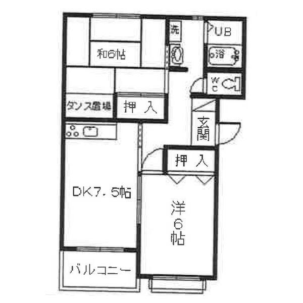 加古川市野口町坂井のアパートの間取り