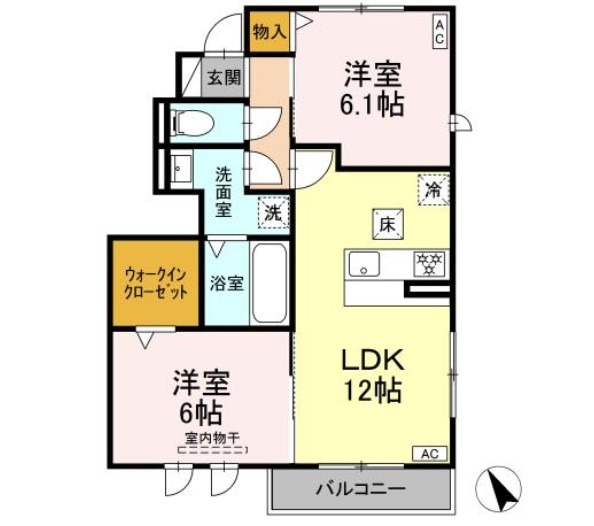 浜松市中央区高丘北のアパートの間取り