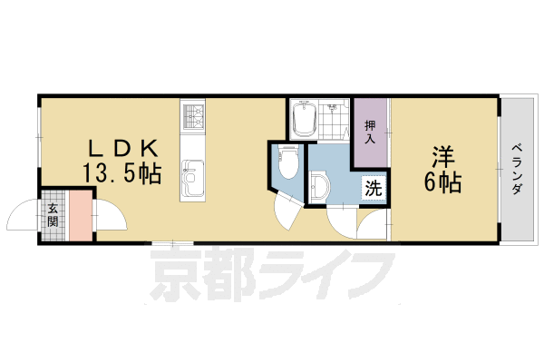 乙訓郡大山崎町字下植野のマンションの間取り