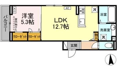 倉敷市日吉町のアパートの間取り