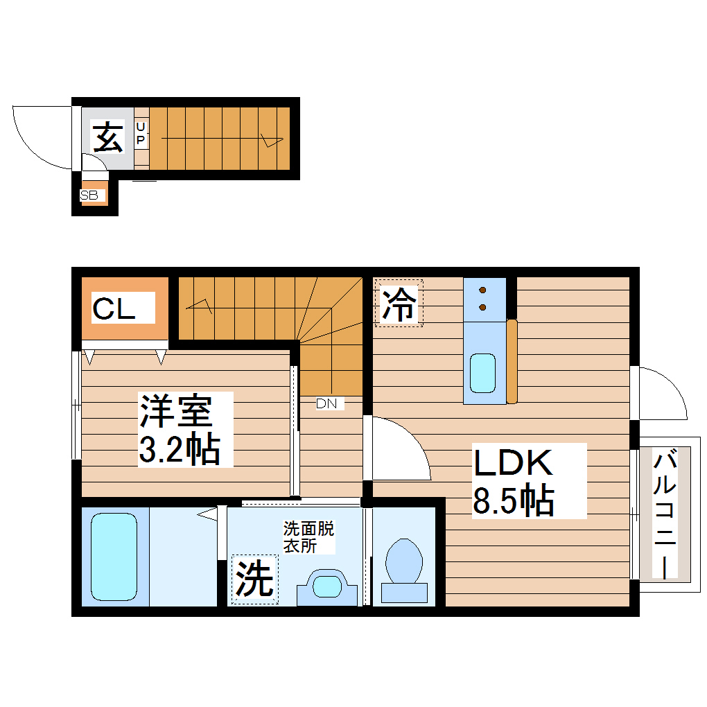 仙台市太白区中田町のアパートの間取り