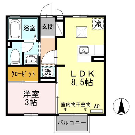 福山市南蔵王町のアパートの間取り