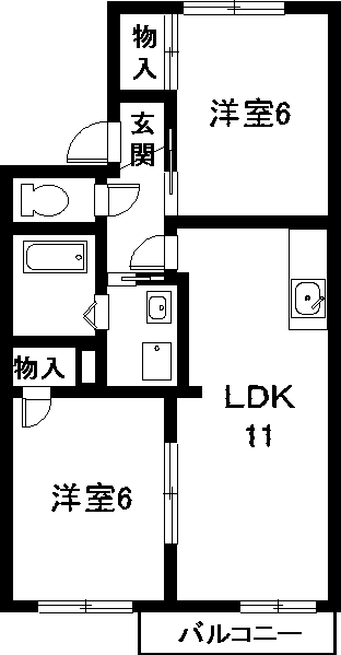 大府市江端町のアパートの間取り