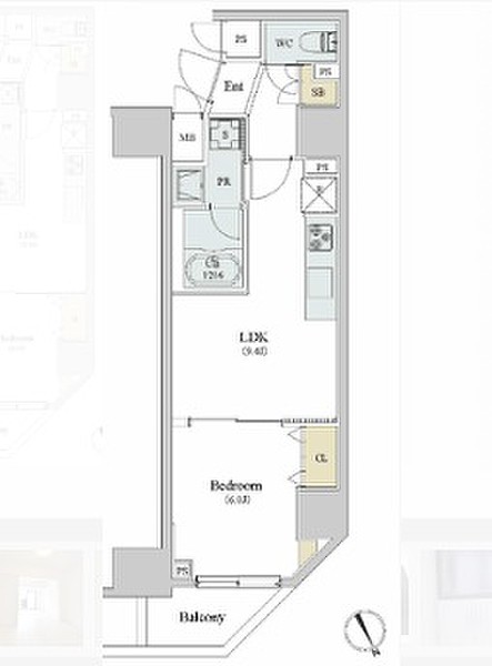 港区新橋のマンションの間取り