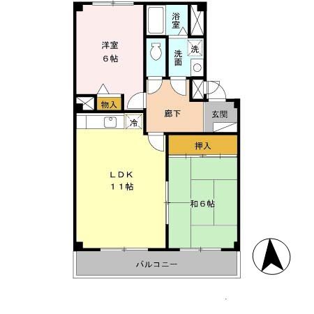 大和高田市東中のマンションの間取り