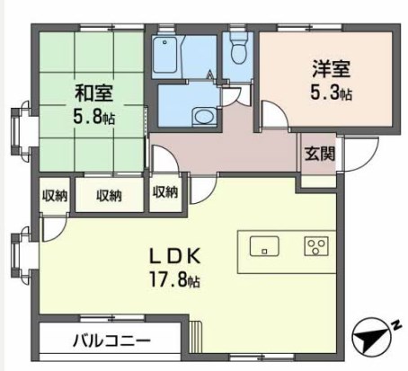 姫路市飾磨区付城のアパートの間取り