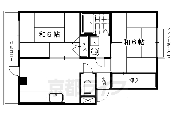 京都市左京区岩倉西五田町のマンションの間取り