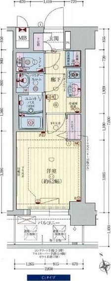 【大阪市浪速区日本橋東のマンションの間取り】