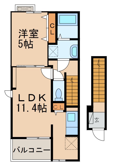 橋本市岸上のアパートの間取り