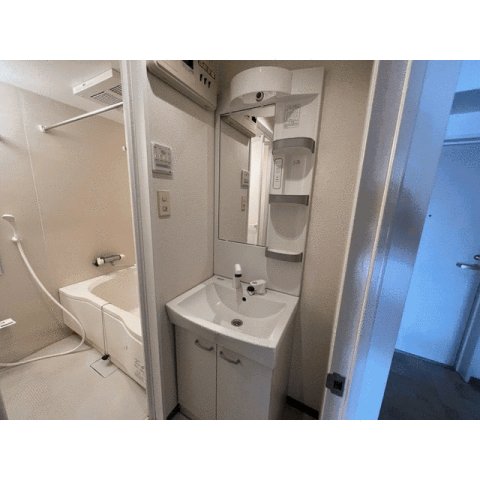 洗面設備　スペースが確保できる洗面所です