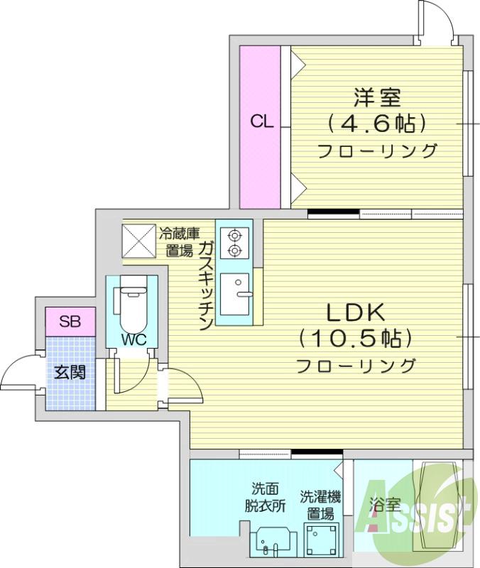ＪＲ函館本線 苗穂駅 徒歩7分 4階建 築5年の間取り写真