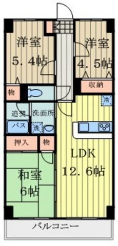 ＪＲ中央線 東小金井駅 徒歩12分 3階建 築31年の間取り写真