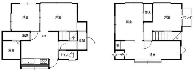 京急本線 汐入駅 バス乗車時間：6分 最寄りバス停で下車 徒歩4分 2階建 築52年の間取り写真