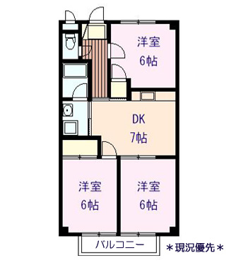 【長野市稲里町中央のアパートの間取り】