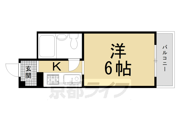 京都市北区衣笠東開キ町のマンションの間取り