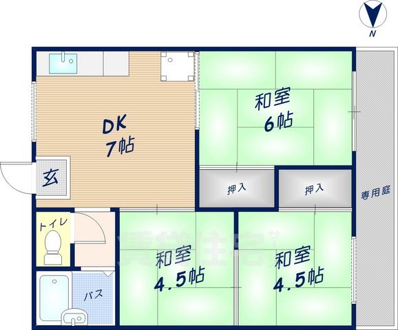 東大阪市池之端町のアパートの間取り