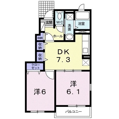 愛媛県松山市竹原３（アパート）の賃貸物件の間取り