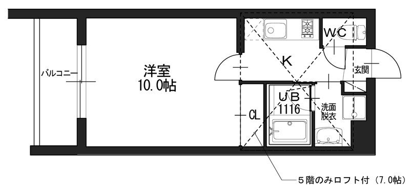 京都市西京区桂徳大寺北町のマンションの間取り