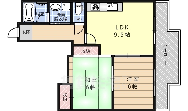 京都市下京区中堂寺坊城町のマンションの間取り