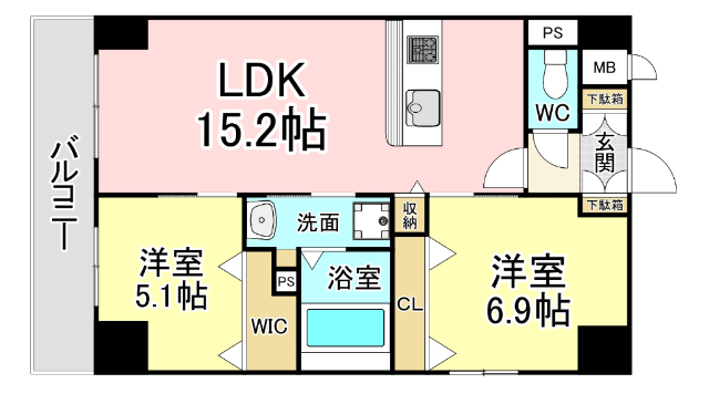 グランシャルール京町の間取り