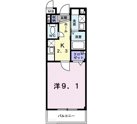 八幡市八幡軸のマンションの間取り