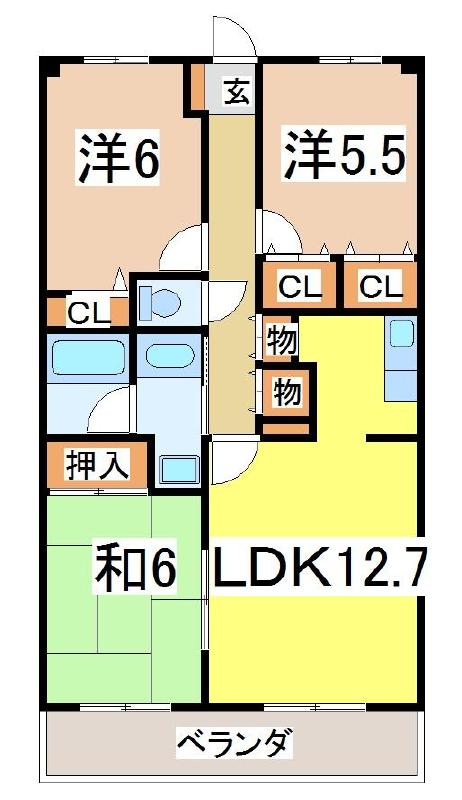 【マンションベルシーの間取り】