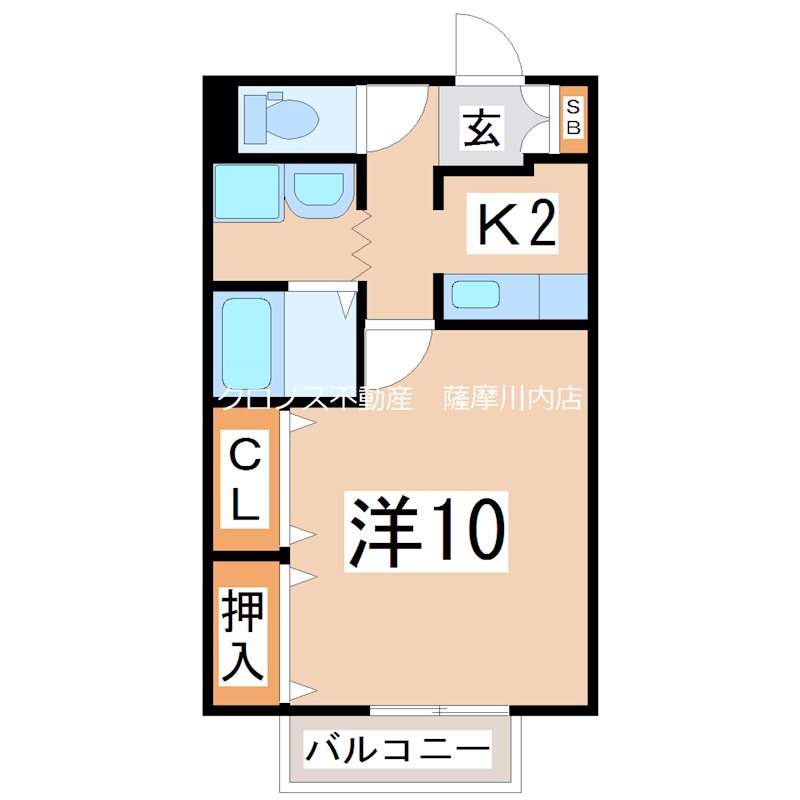 薩摩川内市宮崎町のアパートの間取り