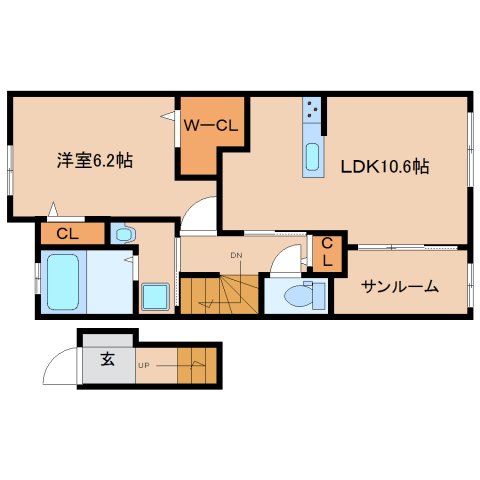 生駒市壱分町のアパートの間取り