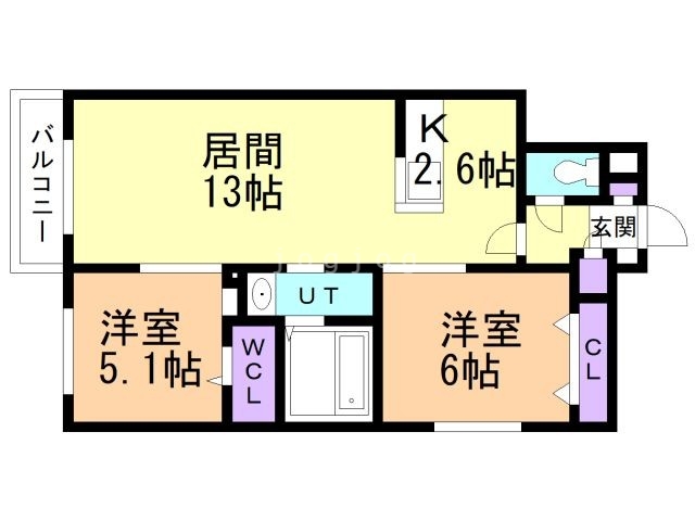 札幌市厚別区厚別西二条のマンションの間取り