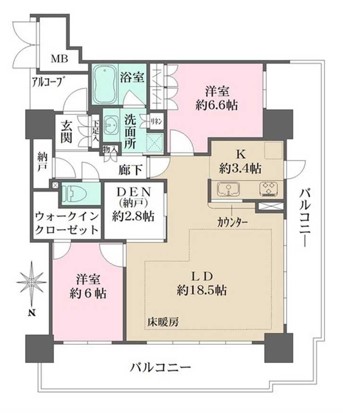 大阪市浪速区敷津東のマンションの間取り