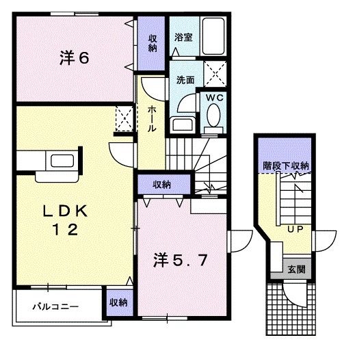愛知県一宮市伝法寺１１（アパート）の賃貸物件の間取り