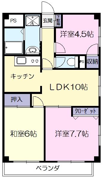 三郷市幸房のマンションの間取り