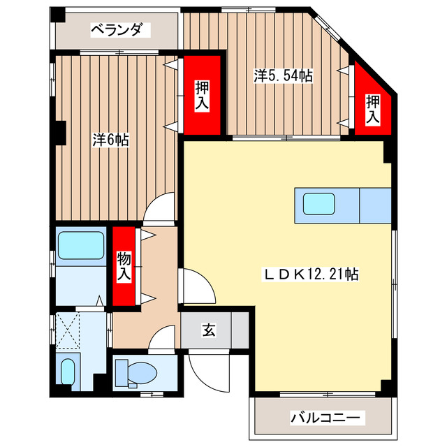 塩谷郡高根沢町宝石台のマンションの間取り