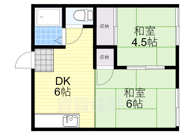 大阪市住吉区万代のアパートの間取り