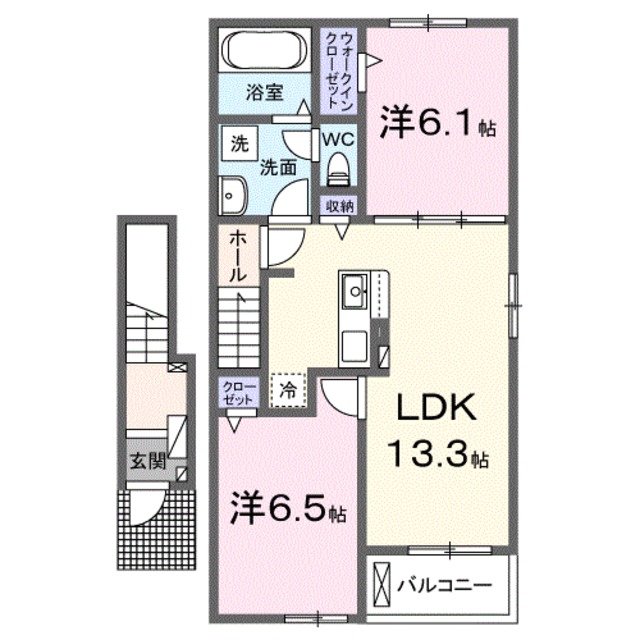 和歌山市内原のアパートの間取り