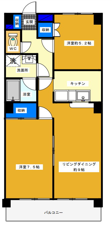 つくば市吾妻のマンションの間取り