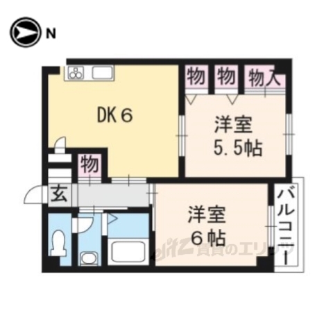 京都市伏見区北端町のマンションの間取り