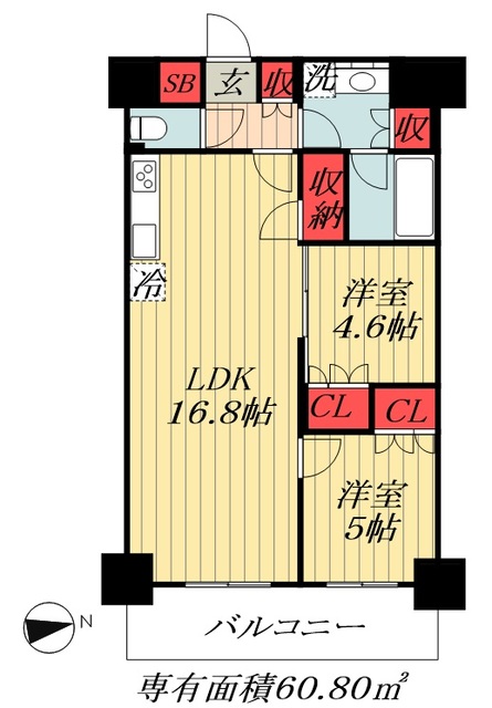 市川市市川のマンションの間取り