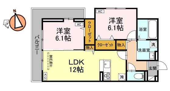 徳島市八万町のアパートの間取り