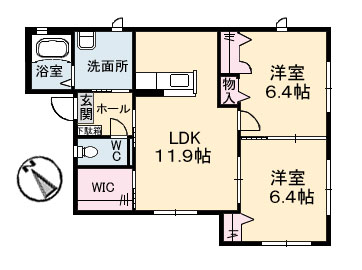 【広島市安佐南区東原のアパートの間取り】