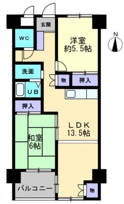 高松市鶴市町のマンションの間取り