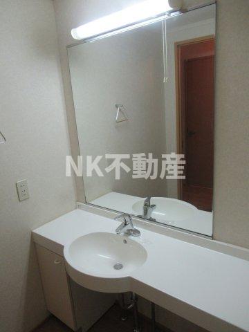 洗面設備　ゆったりとスペースのある洗面所