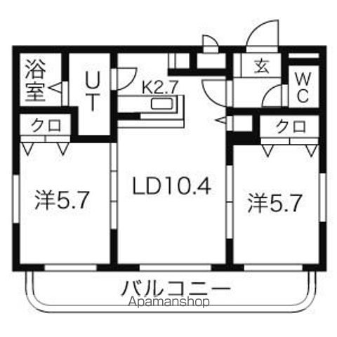 地下鉄東西線 宮の沢駅 徒歩15分 4階建 築24年の間取り写真