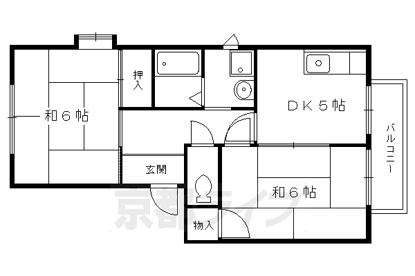 京都市左京区岩倉花園町のアパートの間取り