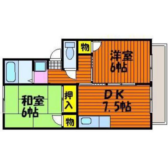 岡山市中区西川原のアパートの間取り