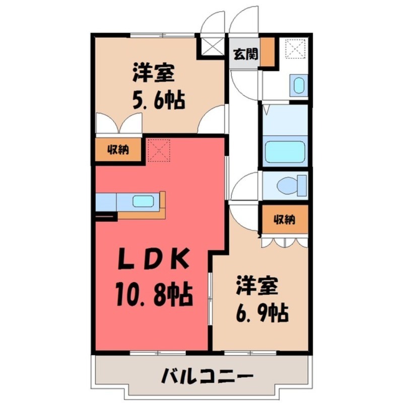 小山市大字粟宮のアパートの間取り